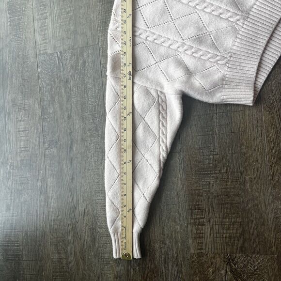 Sunday Best Aritzia Sweater Womens XS Light Pink Cable Knit Merino Wool Crop - Picture 8 of 9